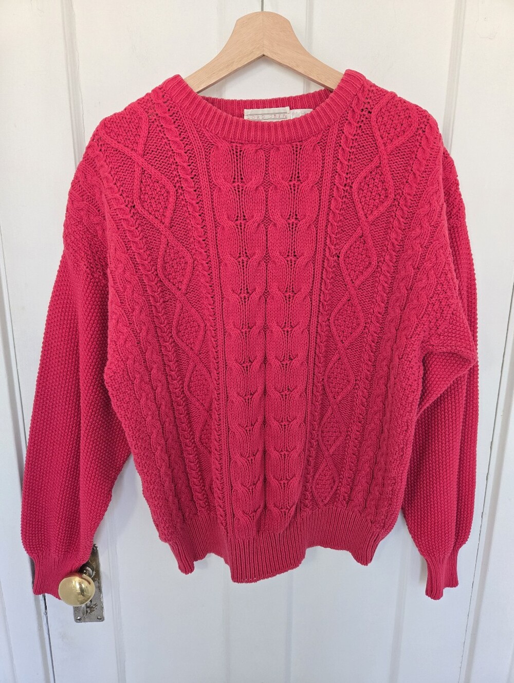 Lord Jeff Men's Vintage Cable Knit Chunky Sweater Size L Preppy 80s Fisherman